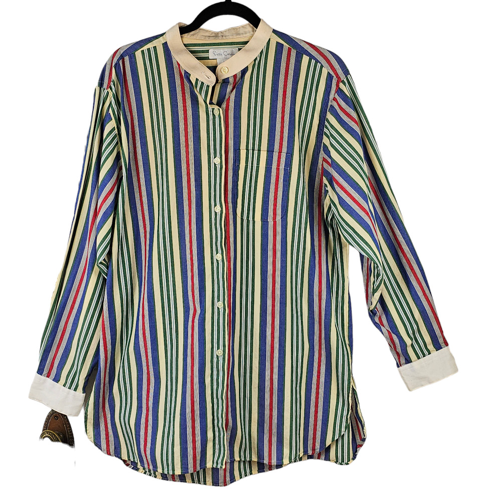Top Vintage Pierre Cardin long sleeve striped button up shirt Large